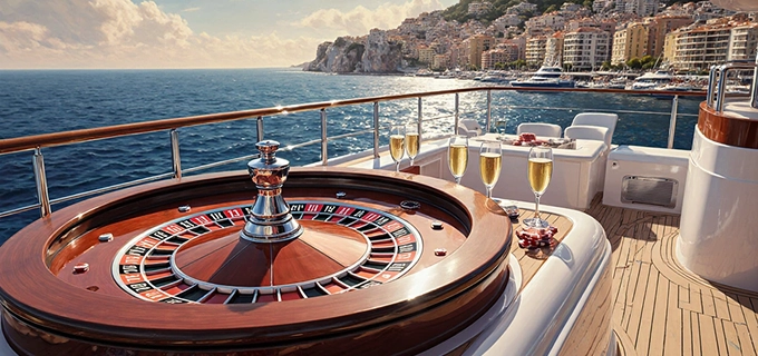 Velvet VIP lounge with diamond chip stacks on Wonaco